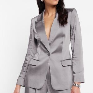 House of Harlow 1960 Silver Satin Tuxedo Blazer NWT Size S